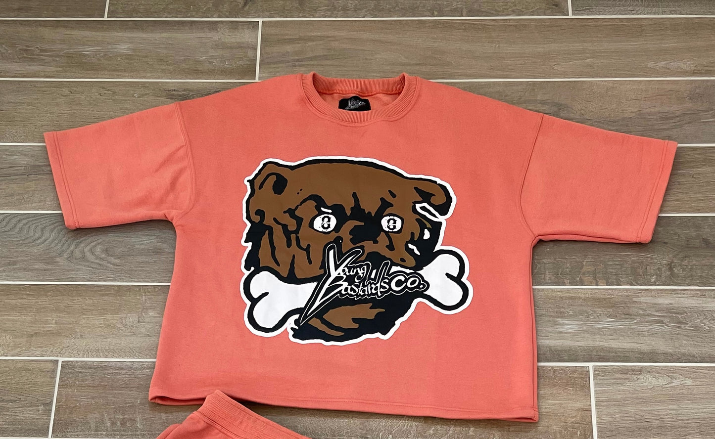 "BEWARE OF DAWG" CROPPED TEE - PEACH (READY TO SHIP)