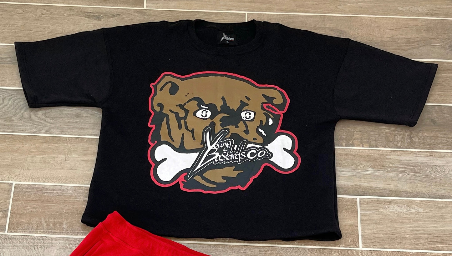 "BEWARE OF DAWG" CROPPED TEE - RED (READY TO SHIP)