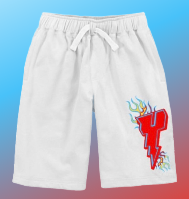 THUNDER LOGO JOGGER SHORTS - WHITE
